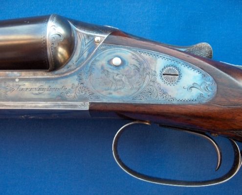 Side by Side Lefever Shotgun With Engraving on Receiver